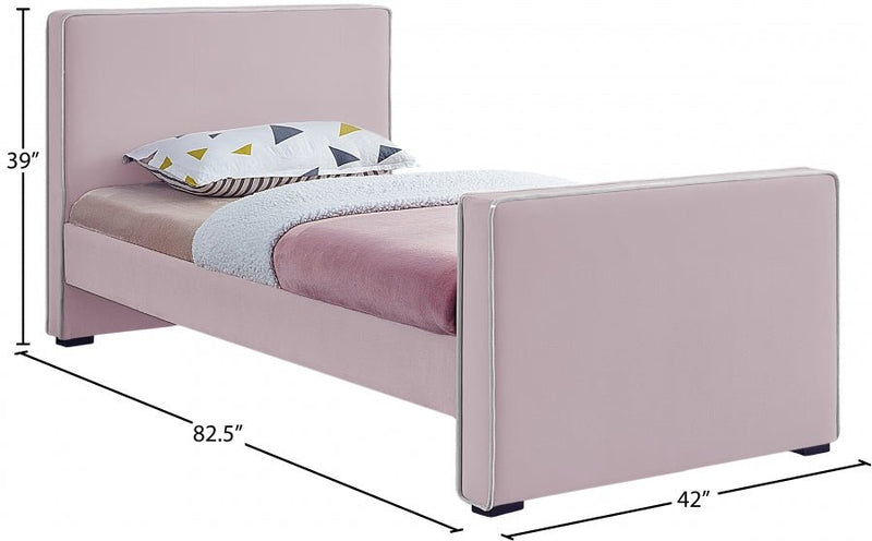 Dillard Velvet Twin Bed Pink - Gate FurnitureTwin Bed