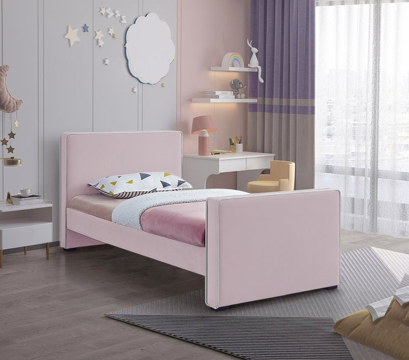 Dillard Velvet Twin Bed Pink - Gate FurnitureTwin Bed