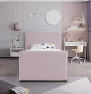 Dillard Velvet Twin Bed Pink - Gate FurnitureTwin Bed
