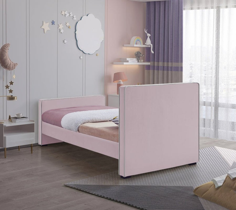 Dillard Velvet Twin Bed Pink - Gate FurnitureTwin Bed