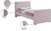 Dillard Velvet Twin Bed Pink - Gate FurnitureTwin Bed