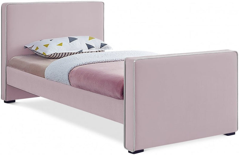 Dillard Velvet Twin Bed Pink - Gate FurnitureTwin Bed