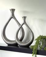 Dimaia Antique Silver Finish Vase (Set of 2) - Gate FurnitureVase