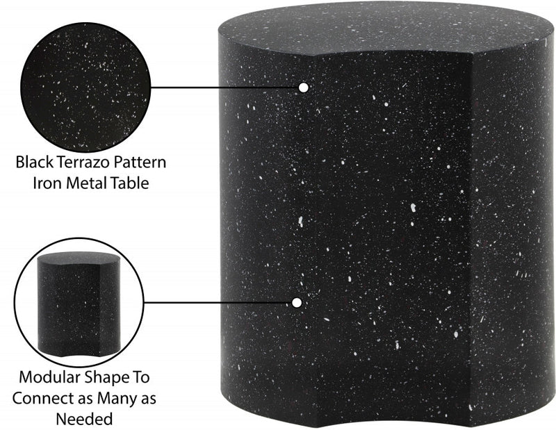 Dimple Terrazzo Pattern Iron End Table in Black - 99084Black-ET16