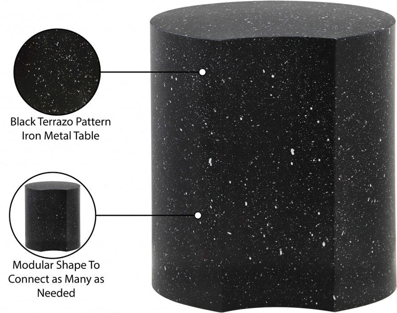Dimple Terrazzo Pattern Iron End Table in Black - 99084Black-ET18