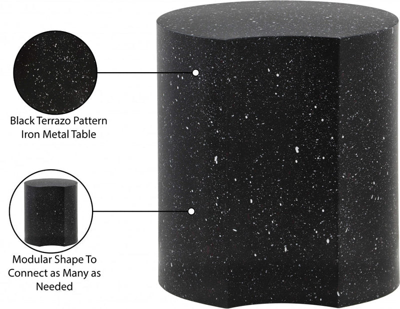 Dimple Terrazzo Pattern Iron End Table in Black - 99084Black-ET20