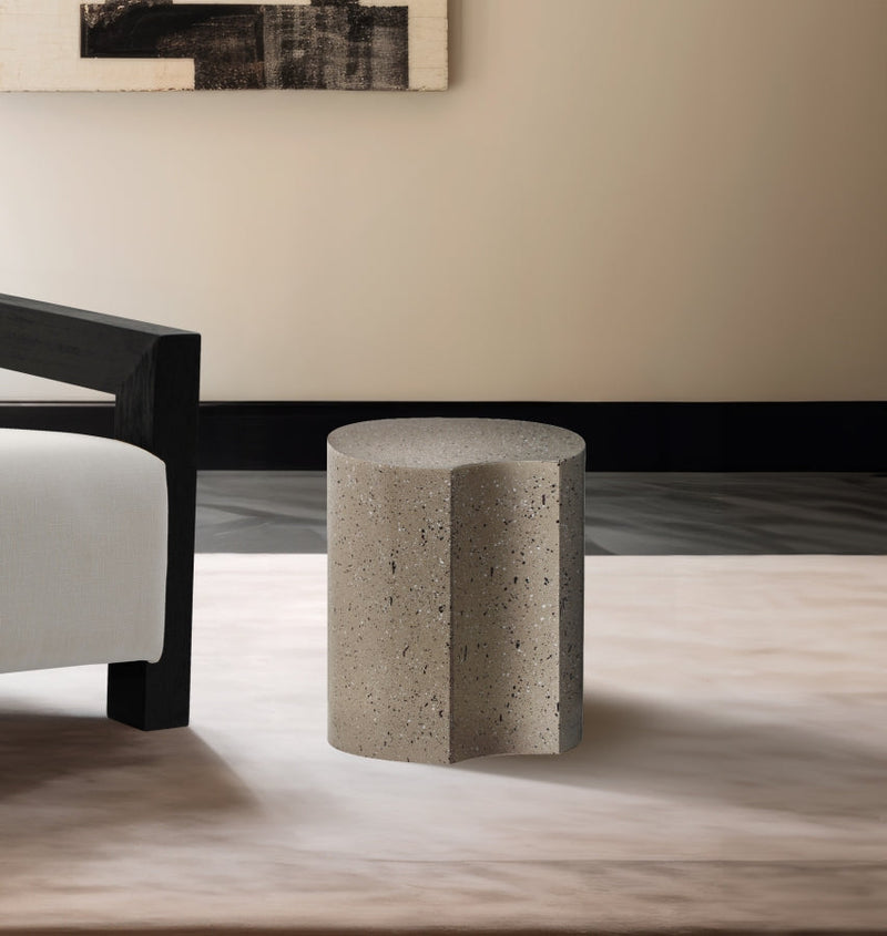 Dimple Terrazzo Pattern Iron End Table in Taupe - 99084Taupe-ET16
