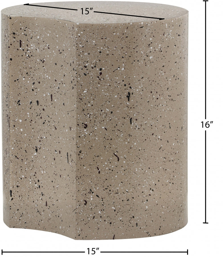 Dimple Terrazzo Pattern Iron End Table in Taupe - 99084Taupe-ET16