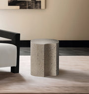 Dimple Terrazzo Pattern Iron End Table in Taupe - 99084Taupe-ET18