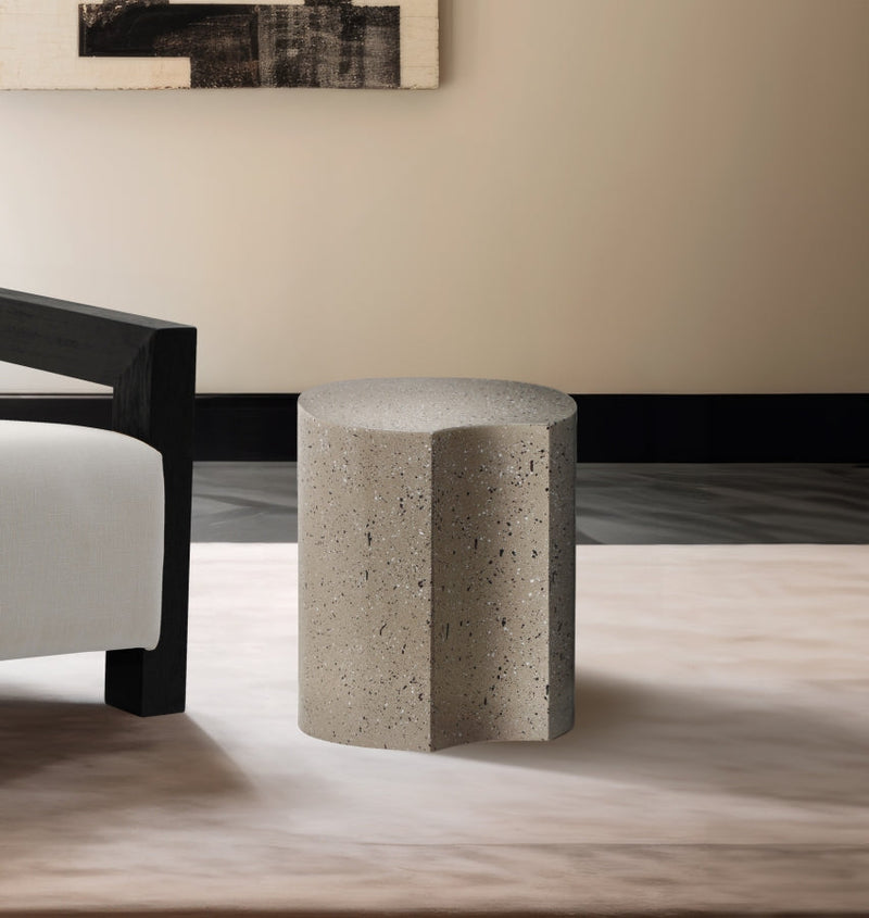 Dimple Terrazzo Pattern Iron End Table in Taupe - 99084Taupe-ET18