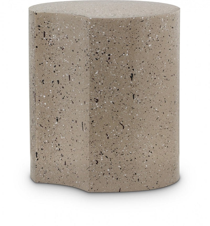 Dimple Terrazzo Pattern Iron End Table in Taupe - 99084Taupe-ET18