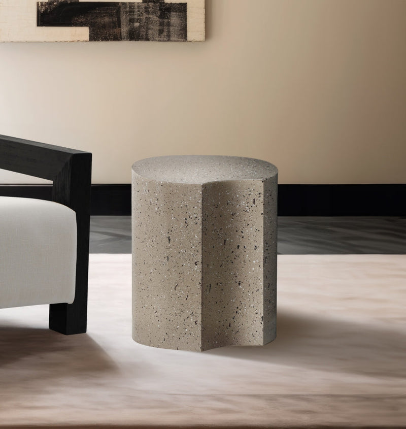 Dimple Terrazzo Pattern Iron End Table in Taupe - 99084Taupe-ET20