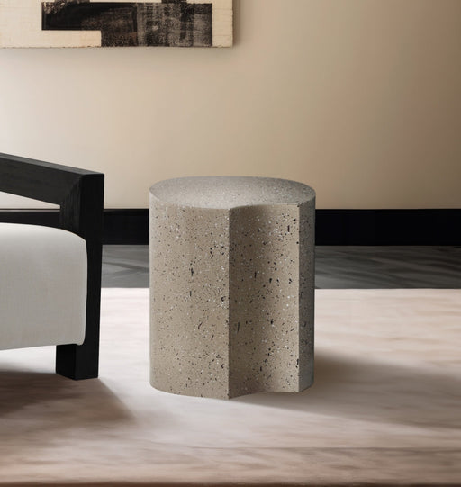 Dimple Terrazzo Pattern Iron End Table in Taupe - 99084Taupe-ET20
