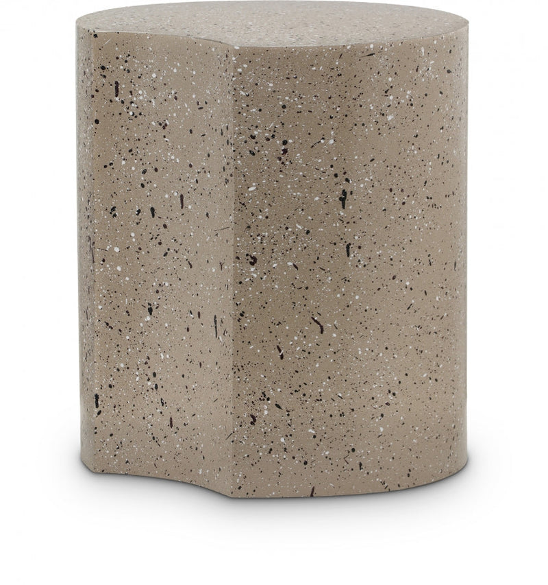Dimple Terrazzo Pattern Iron End Table in Taupe - 99084Taupe-ET20