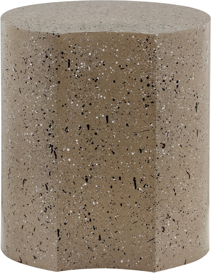 Dimple Terrazzo Pattern Iron End Table in Taupe - 99084Taupe-ET20