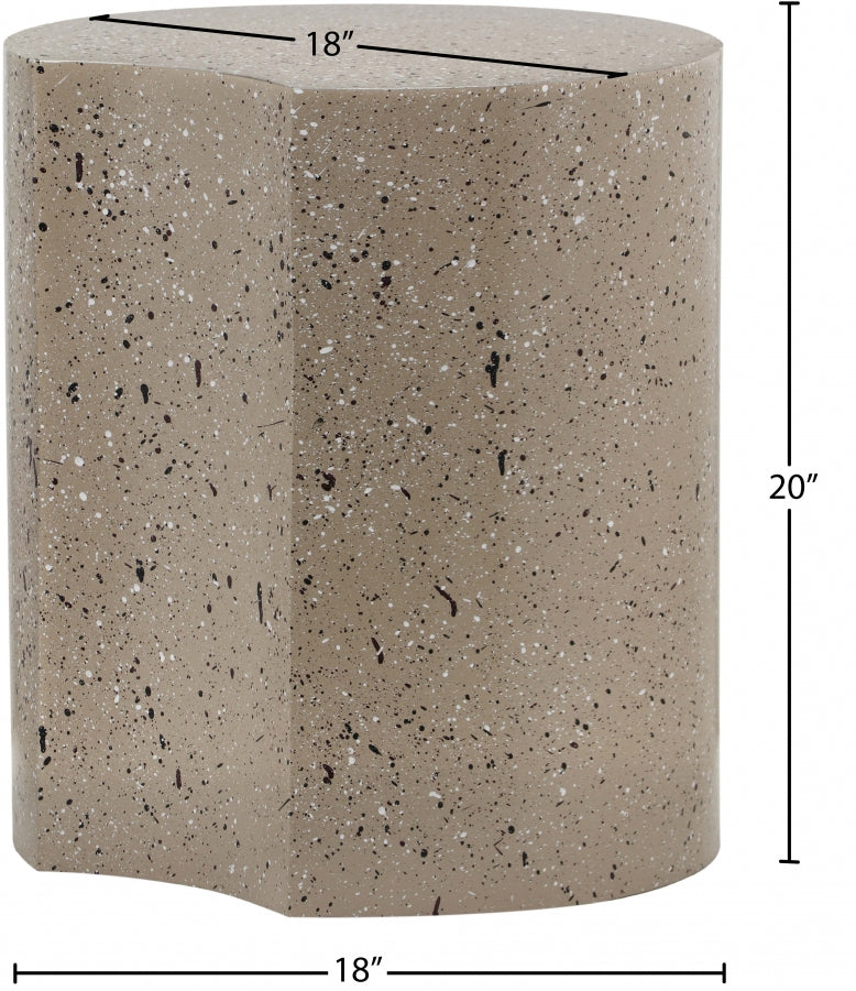 Dimple Terrazzo Pattern Iron End Table in Taupe - 99084Taupe-ET20