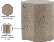 Dimple Terrazzo Pattern Iron End Table in Taupe - 99084Taupe-ET20