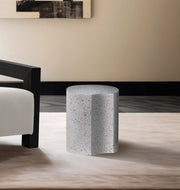 Dimple Terrazzo Pattern Iron End Table in White - 99084White-ET16