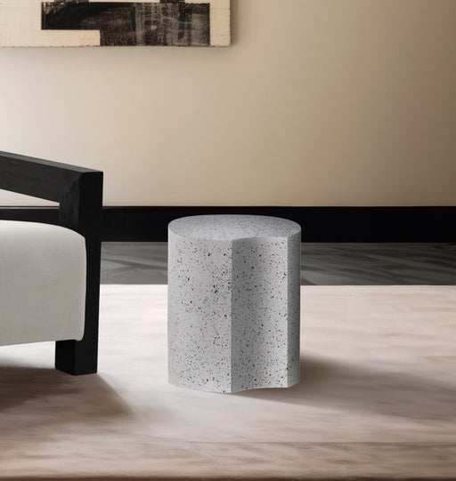 Dimple Terrazzo Pattern Iron End Table in White - 99084White-ET16