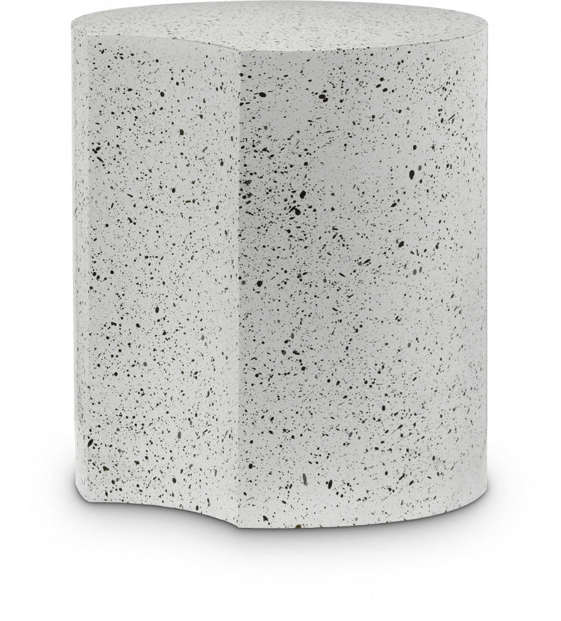 Dimple Terrazzo Pattern Iron End Table in White - 99084White-ET16