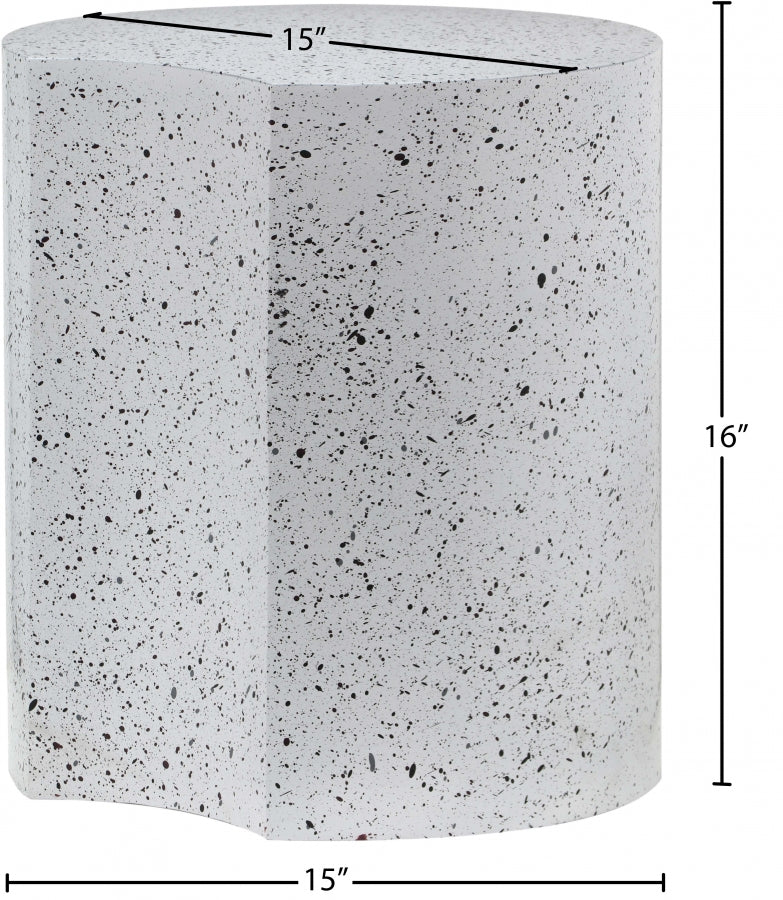 Dimple Terrazzo Pattern Iron End Table in White - 99084White-ET16