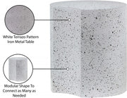 Dimple Terrazzo Pattern Iron End Table in White - 99084White-ET16