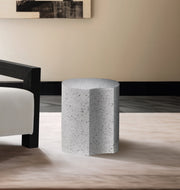 Dimple Terrazzo Pattern Iron End Table in White - 99084White-ET18