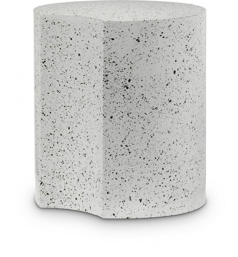 Dimple Terrazzo Pattern Iron End Table in White - 99084White-ET18
