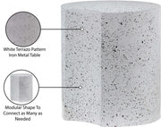 Dimple Terrazzo Pattern Iron End Table in White - 99084White-ET18