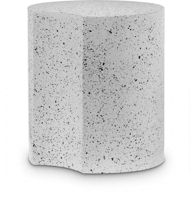Dimple Terrazzo Pattern Iron End Table in White - 99084White-ET20