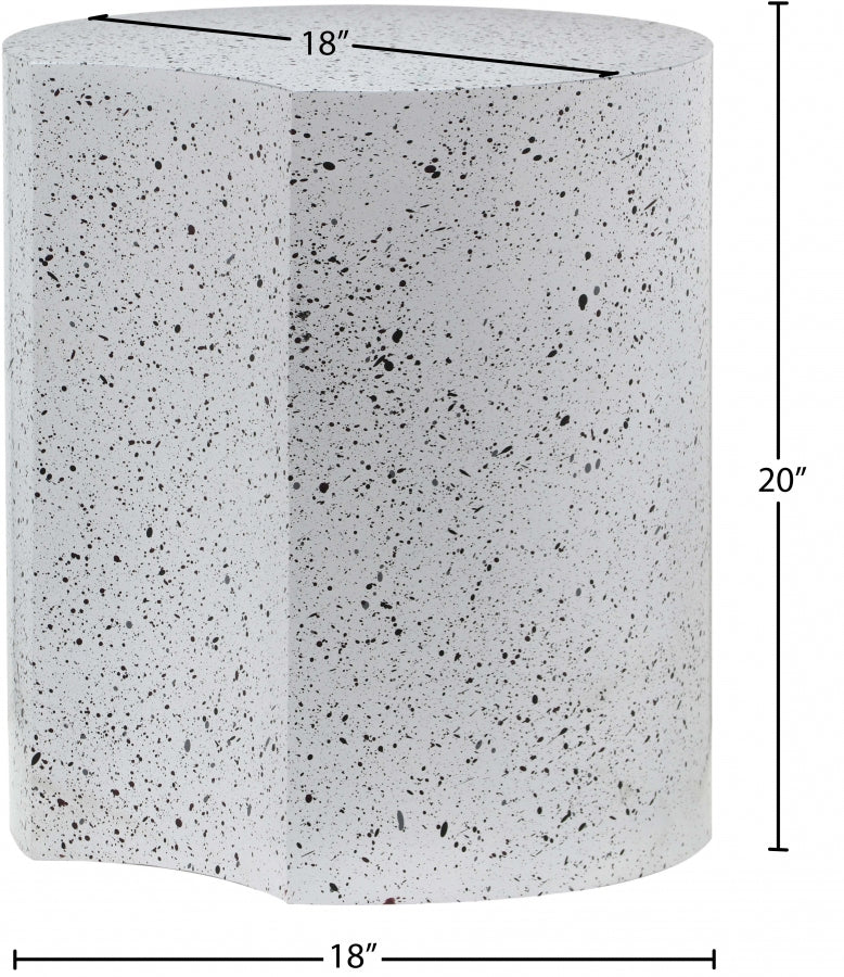Dimple Terrazzo Pattern Iron End Table in White - 99084White-ET20
