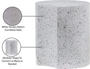 Dimple Terrazzo Pattern Iron End Table in White - 99084White-ET20