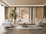 Dior 3-pieces (Sofa & Loveseat & Chair) Livingroom Set in Cream - 200-ST-DIO-FLORIA04-321