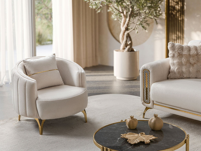 Dior 3-pieces (Sofa & Loveseat & Chair) Livingroom Set in Cream - 200-ST-DIO-FLORIA04-321
