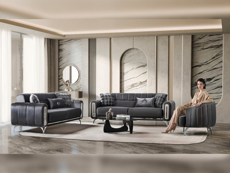 Dior 3-pieces (Sofa & Loveseat & Chair) Livingroom Set in Cream - 200-ST-DIO-FLORIA04-321