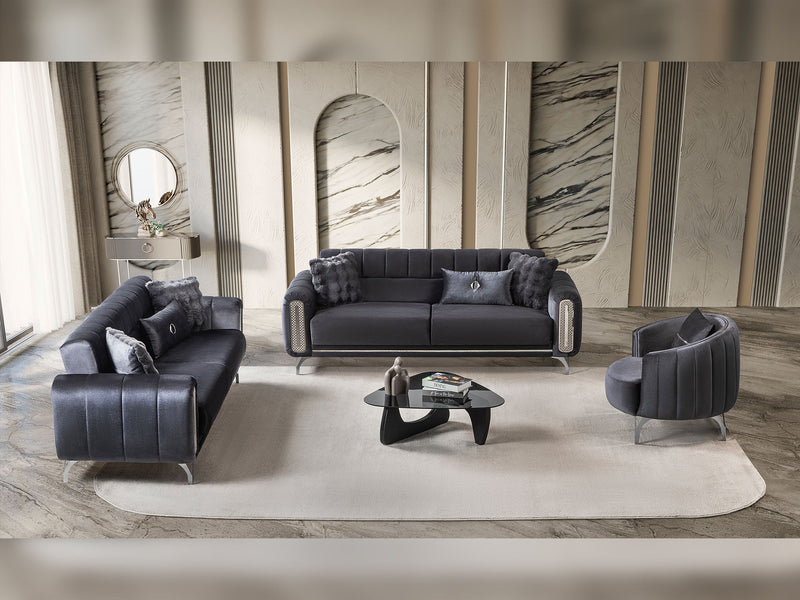 Dior 3-pieces (Sofa & Loveseat & Chair) Livingroom Set in Grey - 200-ST-DIO-TURKO376-321