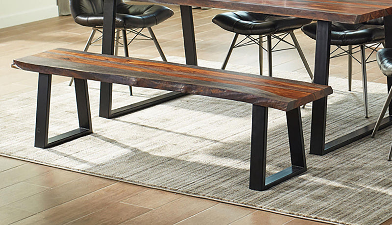 Ditman Live Edge Wood Dining Bench Grey Sheesham - 110183
