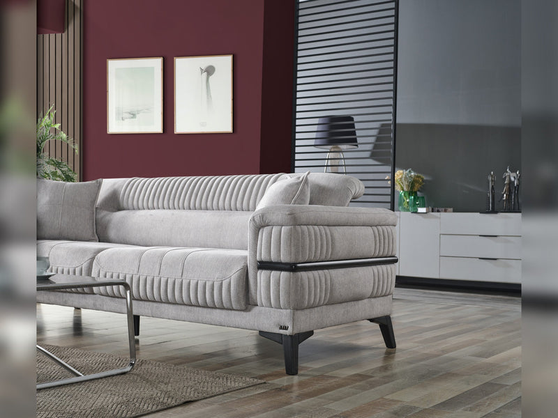 Divano 3-pieces (Sofa & Loveseat & Chair) Livingroom in Anthracite - Cream - 200-ELIF-DIV-A311-321