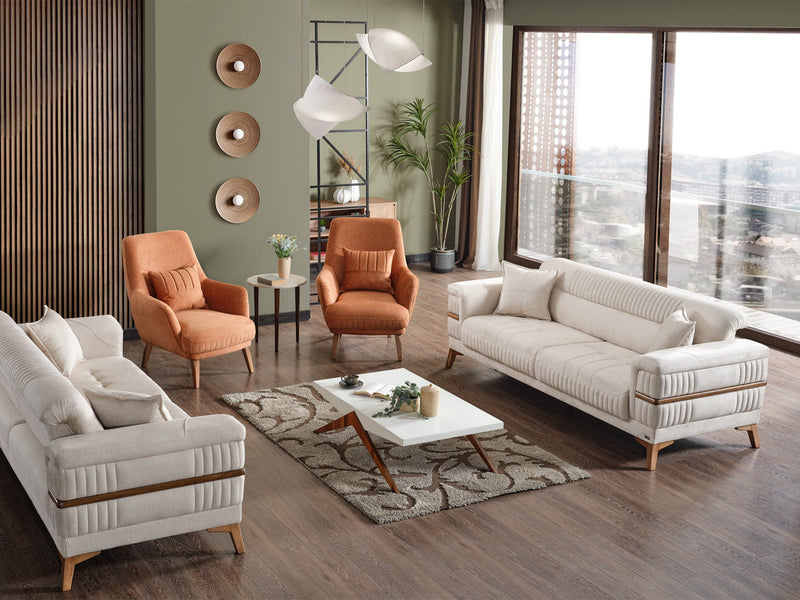 Divano 3-pieces (Sofa & Loveseat & Chair) Livingroom in Anthracite - Cream - 200-ELIF-DIV-A311-321