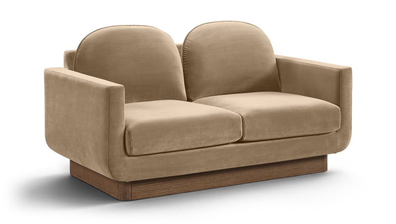 Diviento 63" Velvet Performance Fabric Upholstered Loveseat in Beige - 175Beige-L