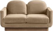 Diviento 63" Velvet Performance Fabric Upholstered Loveseat in Beige - 175Beige-L
