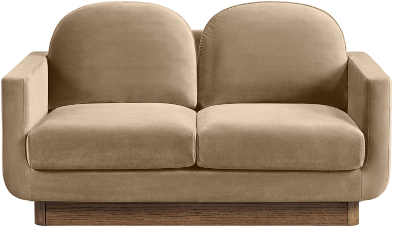 Diviento 63" Velvet Performance Fabric Upholstered Loveseat in Beige - 175Beige-L