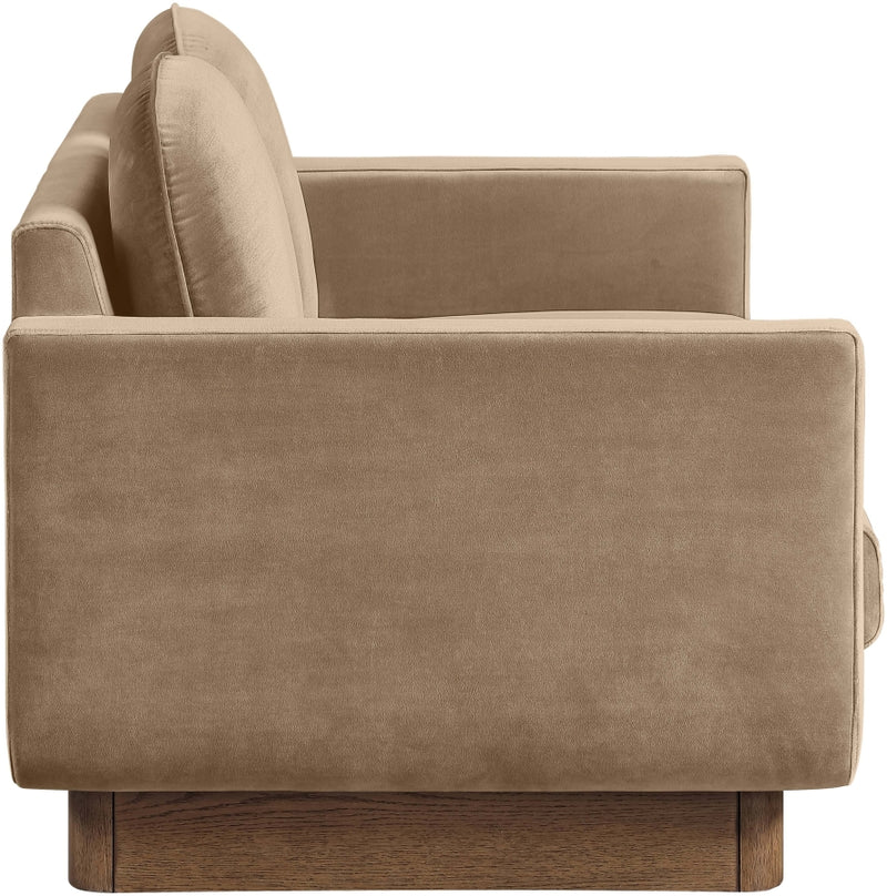 Diviento 63" Velvet Performance Fabric Upholstered Loveseat in Beige - 175Beige-L