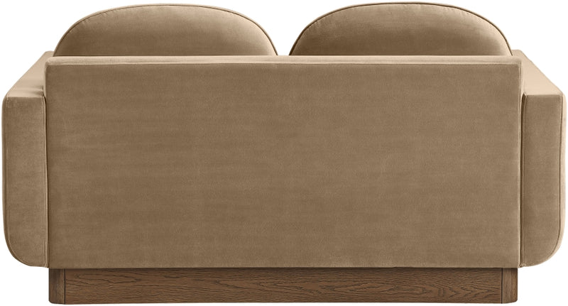 Diviento 63" Velvet Performance Fabric Upholstered Loveseat in Beige - 175Beige-L