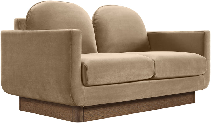 Diviento 63" Velvet Performance Fabric Upholstered Loveseat in Beige - 175Beige-L