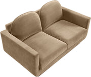 Diviento 63" Velvet Performance Fabric Upholstered Loveseat in Beige - 175Beige-L