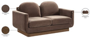 Diviento 63" Velvet Performance Fabric Upholstered Loveseat in Brown - 175Brown-L