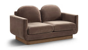 Diviento 63" Velvet Performance Fabric Upholstered Loveseat in Brown - 175Brown-L