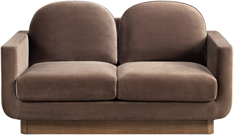 Diviento 63" Velvet Performance Fabric Upholstered Loveseat in Brown - 175Brown-L