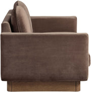 Diviento 63" Velvet Performance Fabric Upholstered Loveseat in Brown - 175Brown-L